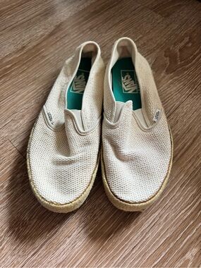 Vans Cream Slip-On Espadrille Sneakers